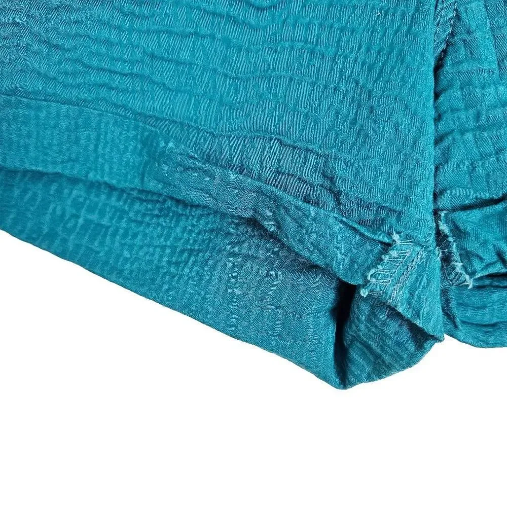 H&M Women's Shorts Matte Teal Crinkle Cuffed Summer Casual Lightweight Size: 12